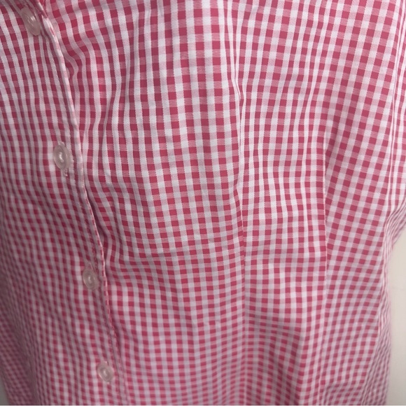 Tyler Boe Red White Gingham Cotton Button Down Ruffle Neck Sleeveless Top NWT 10 - Picture 10 of 16